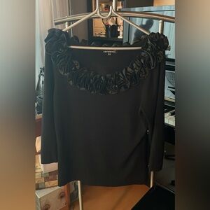 Elegant Black Ruffled Women's Top